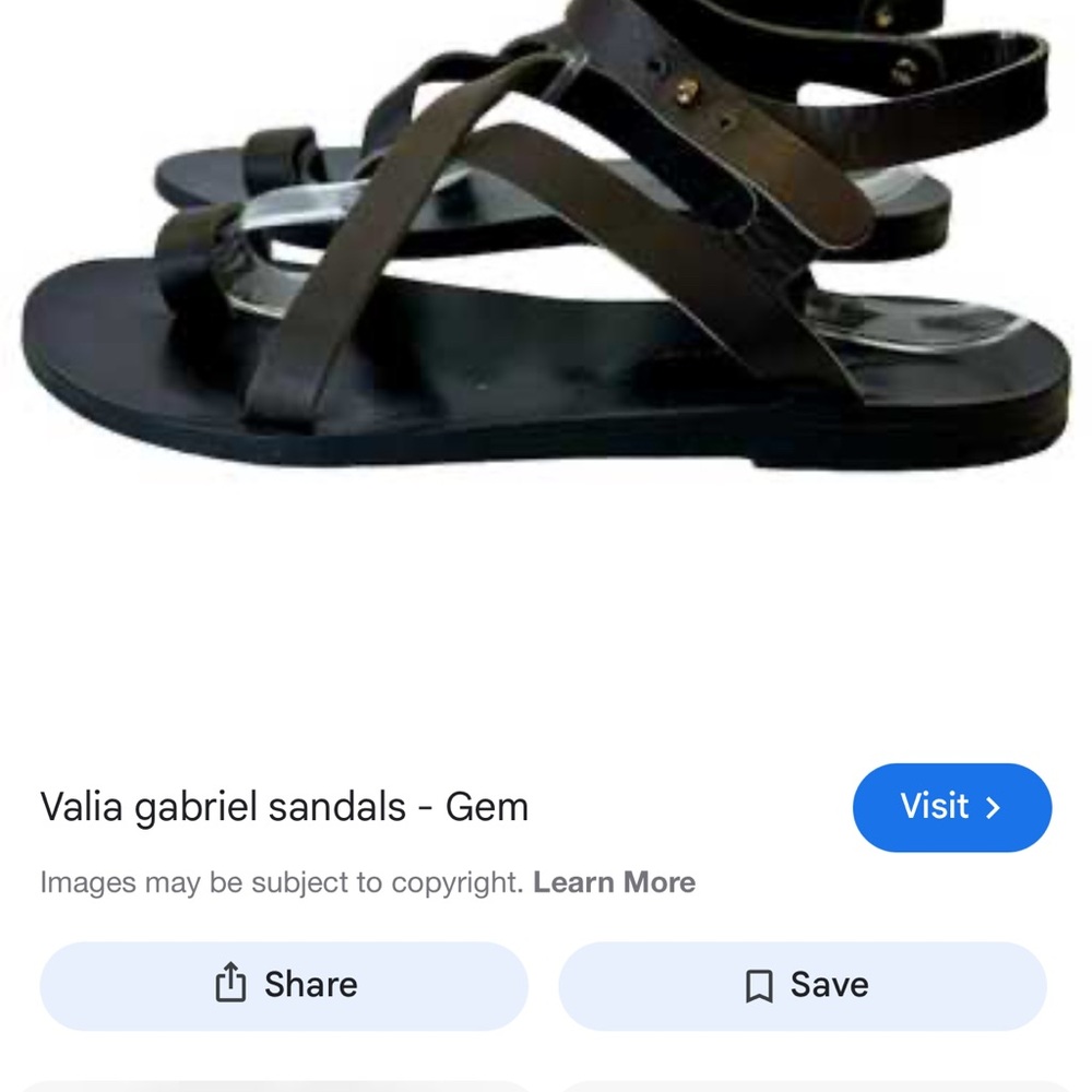 Valia Gabriel Black Leather Sandals Sz 36,6